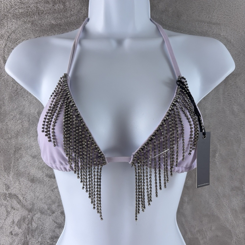 Lovers + Friends Bikini Starlight Top Womens Size XS‎ Lavender Rhinestone Swim